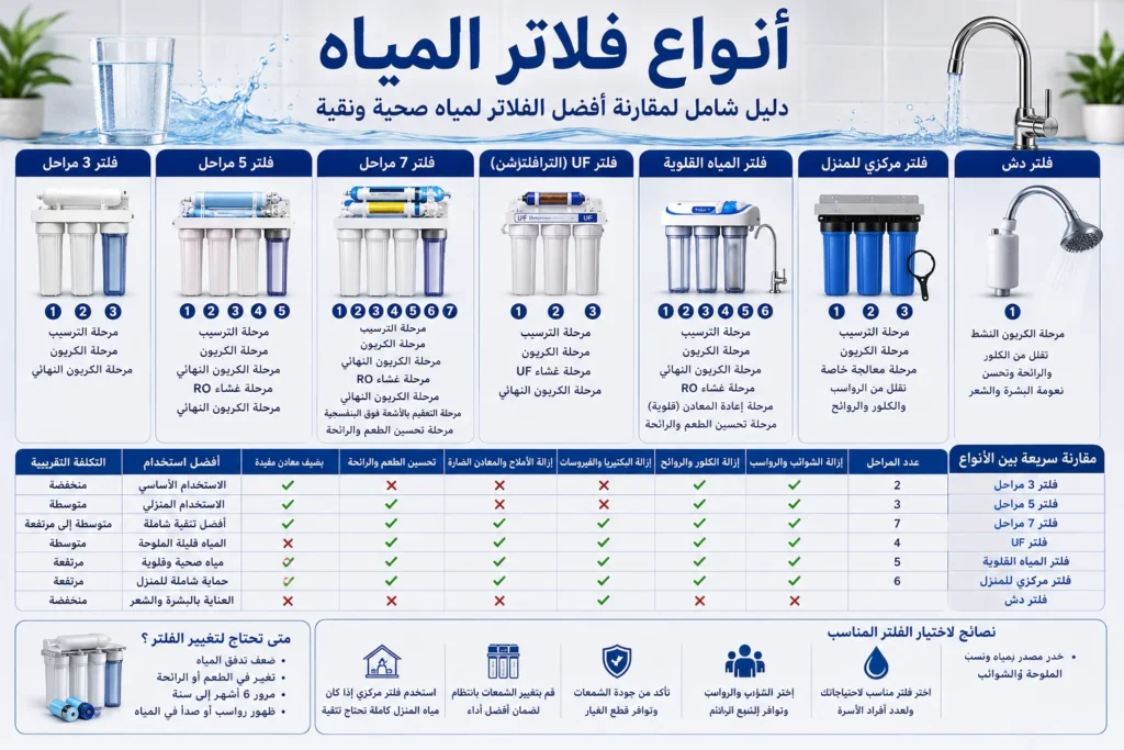 أنواع فلاتر المياه