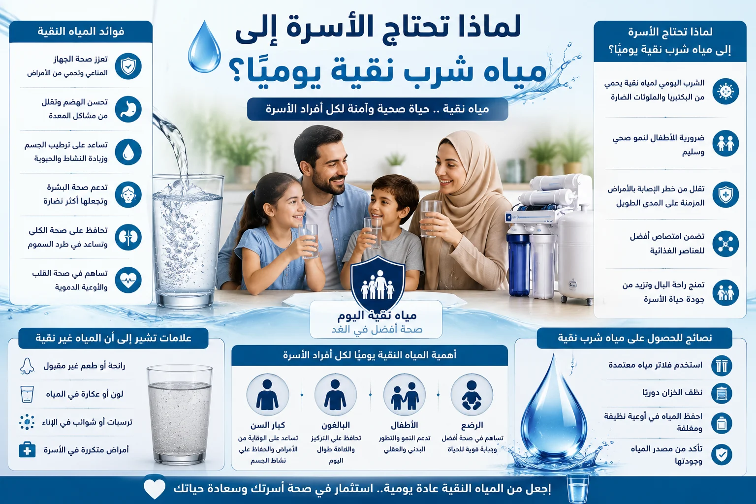 لماذا تحتاج الأسرة إلى مياه شرب نقية يوميًا: الدليل الشامل لصحة وحيوية العائلة