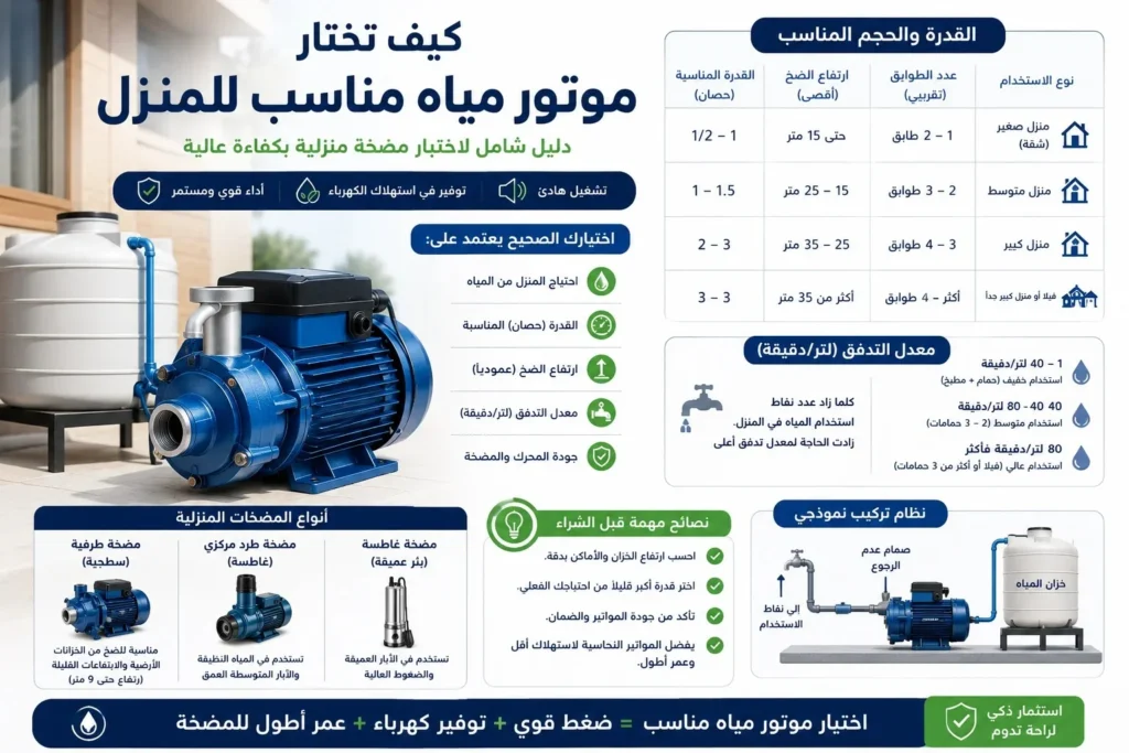 كيف تختار موتور مياه ذكي يتناسب مع الاحتياجات الهيدروليكية لمنزلك دون الوقوع في فخ الهدر الطاقي