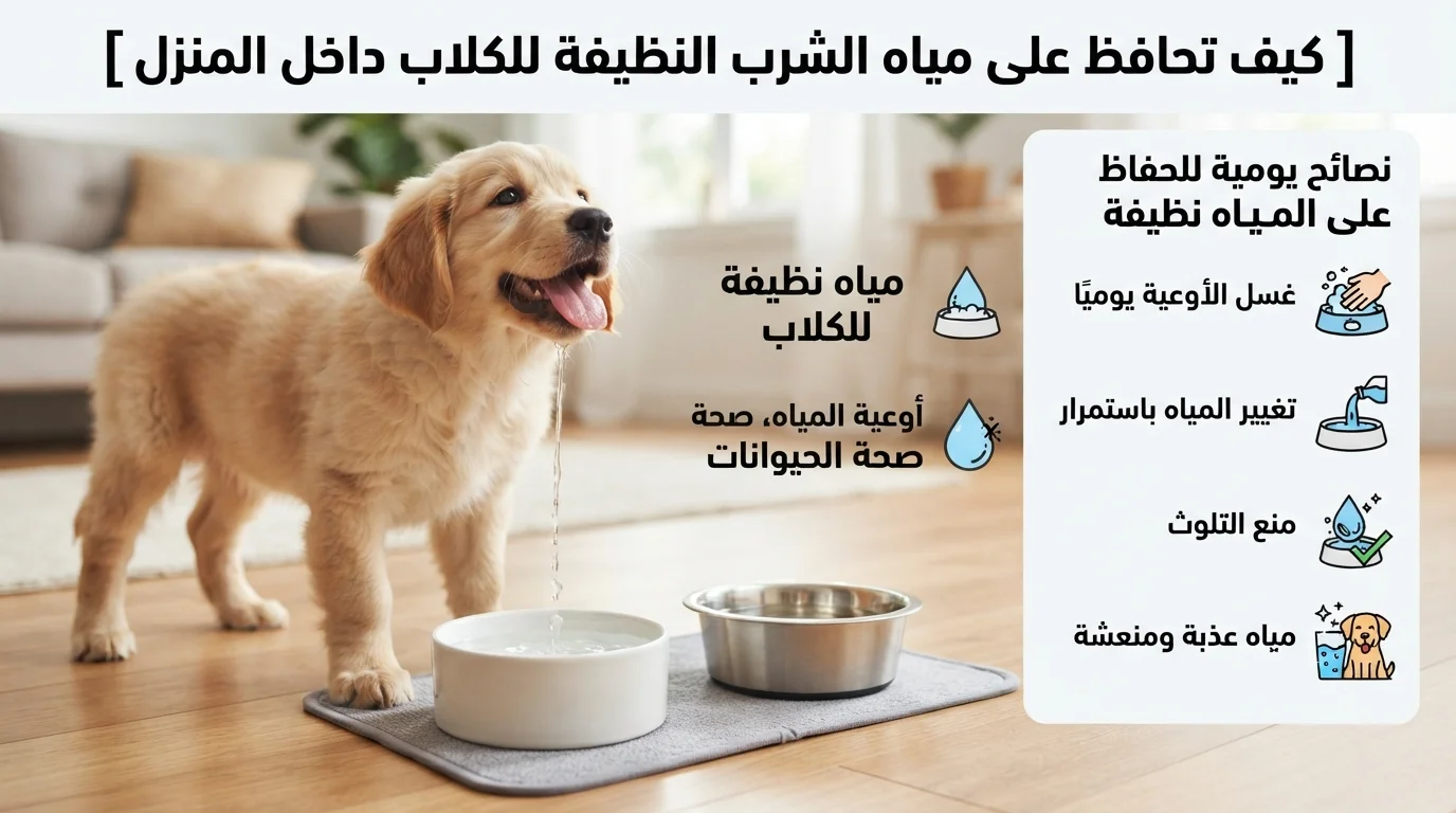 كيف تحافظ على مياه الشرب النظيفة للكلاب داخل المنزل؟