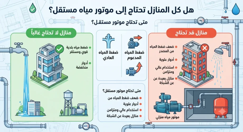 هل كل المنازل تحتاج إلى موتور مياه مستقل؟